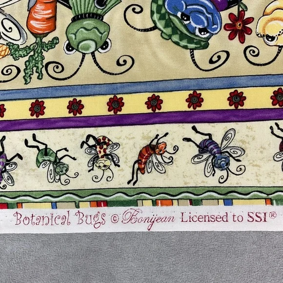 Vintage Bonijean Botanical Bugs cotton fabric 80” x 44.5” - Picture 7 of 8